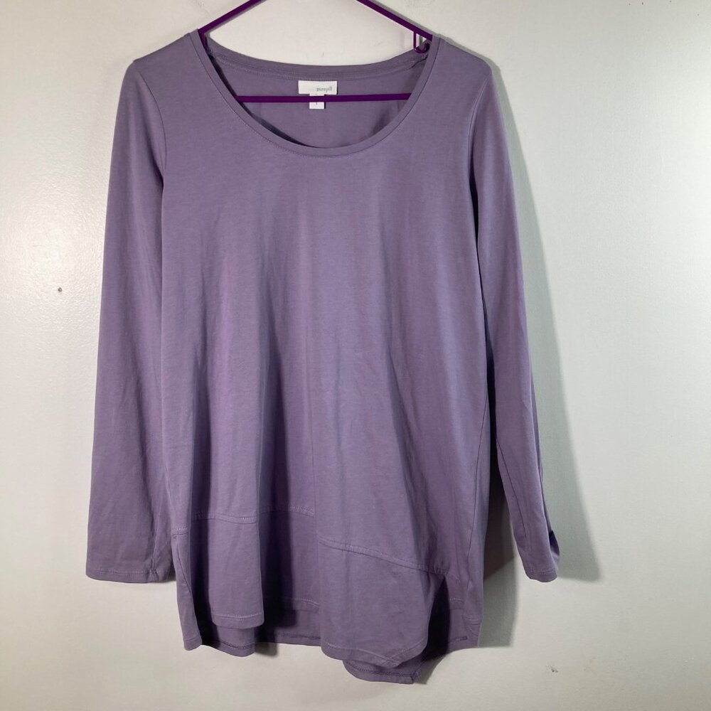 Womens PureJill Round Neck Long Sleeve Cotton Tee Shirt Purple S Cotton